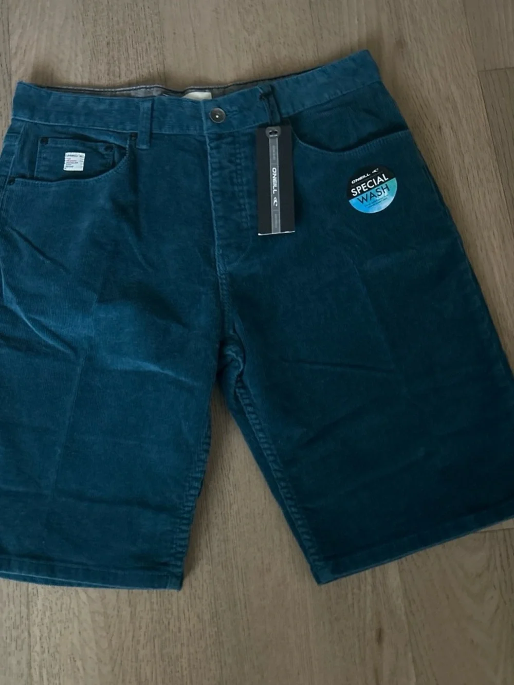 O'Neill Men's Teal Corduroy Shorts with Special Wash